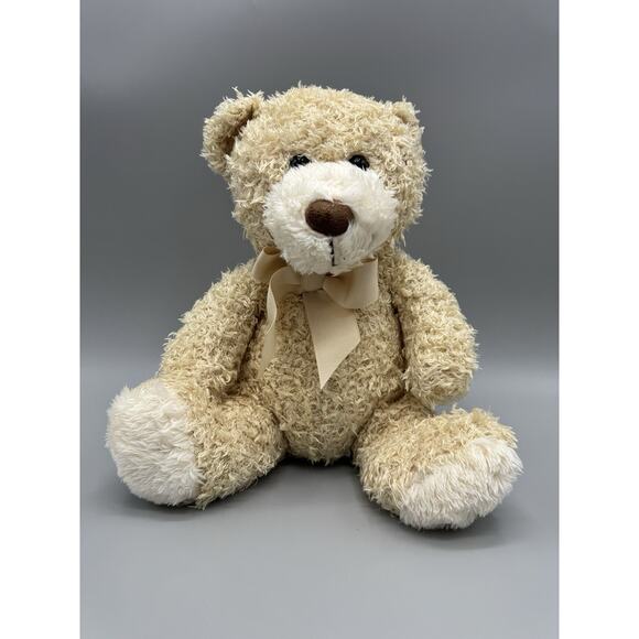 Burton + Burton Teddy Bear Plush Blonde Tan Beige 8.5 Inch Stuffed Animal Fluffy - Picture 1 of 9